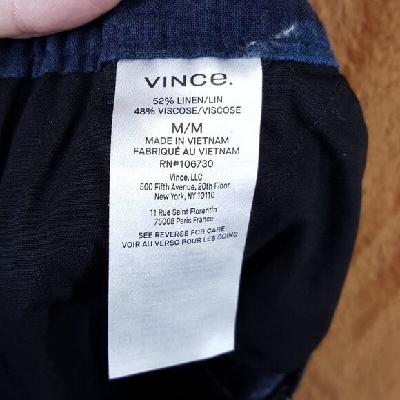 VINCE Shorts Mens Medium Blue Floral Drawstring Pull On Tropical Linen $225 - Picture 7 of 11